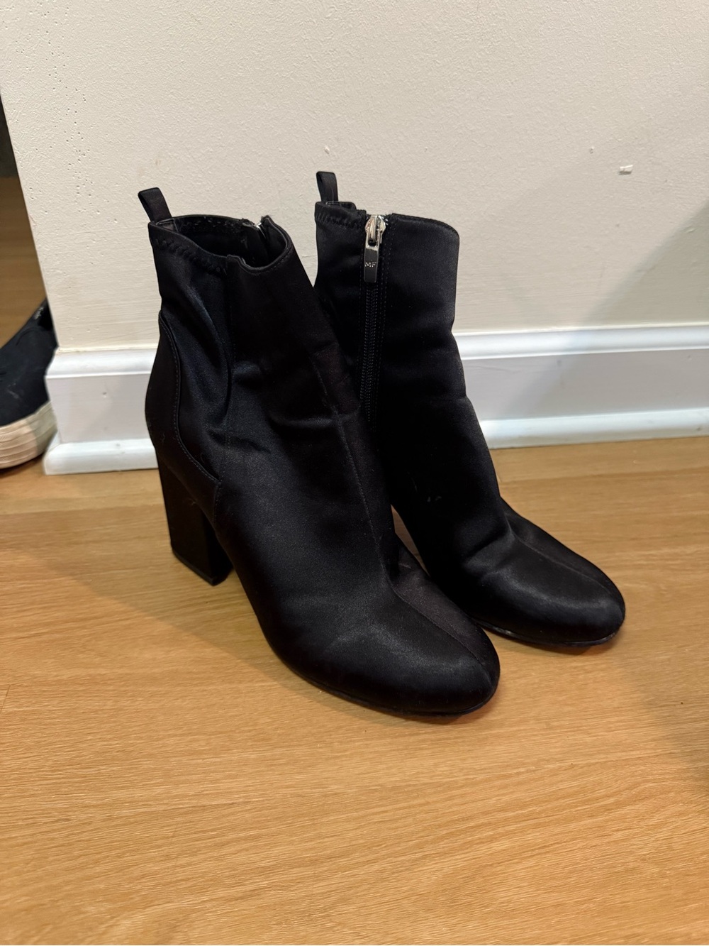 Marc Fisher Black Stretch Block Heel Ankle Booties